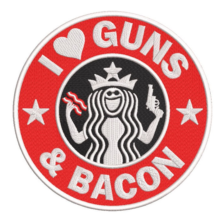 I love guns and bacon embroidery design - Embroidery Design