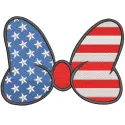 American bow embroidery design featuring intricate stitching and vibrant colors, showcasing a traditional American motif.