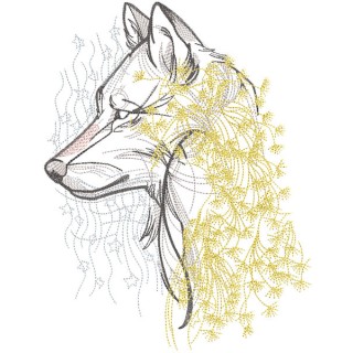 Wolf dandelion embroidery design - Embroidery Design