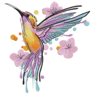 Futtering bright hummingbird embroidery design - Embroidery Design