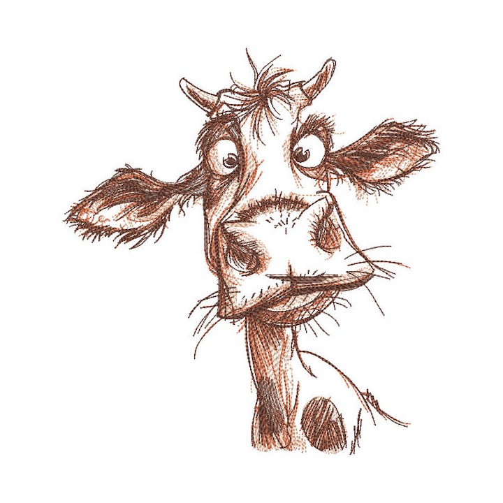 Funny cow sketch embroidery design - Embroidery Design