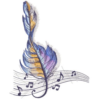 Feather treble clef embroidery design - Embroidery Design