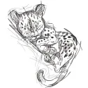 Sleeping Jaguar Cub embroidery design featuring a cute, curled-up cub with detailed fur patterns and vibrant colors.