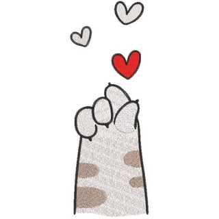 Cat paw sending little heart embroidery design - Embroidery Design