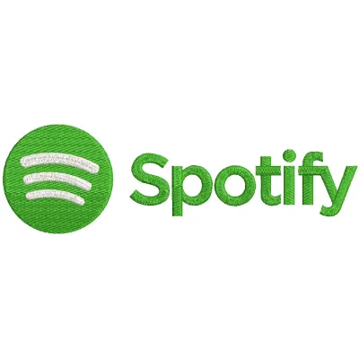 Spotify full logo embroidery design featuring the iconic green circular logo with black sound waves.