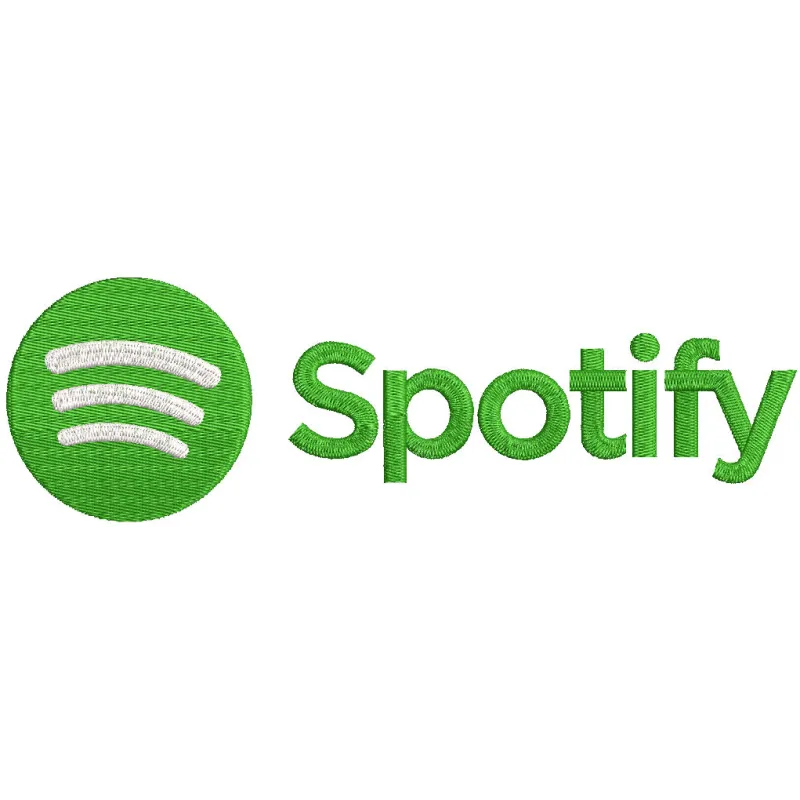 Spotify full logo embroidery design featuring the iconic green circular logo with black sound waves.