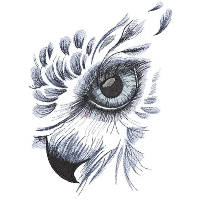 Eagle sketch head embroidery design showcasing detailed lines and textures of the majestic bird's profile.
