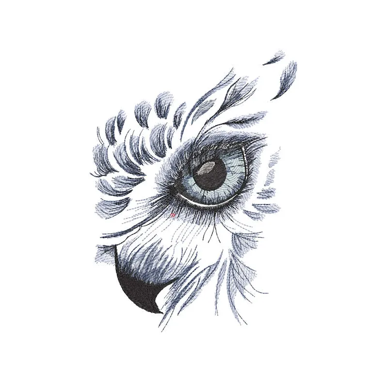 Eagle sketch head embroidery design showcasing detailed lines and textures of the majestic bird's profile.