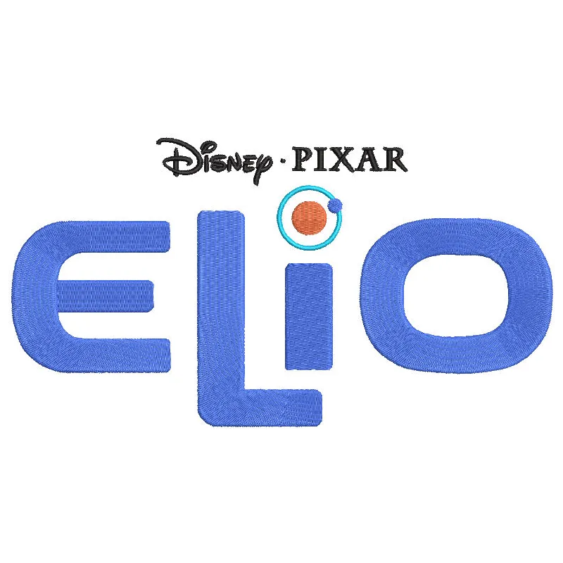 Elio logo embroidery design featuring vibrant colors and intricate stitching details, perfect for movie enthusiasts.