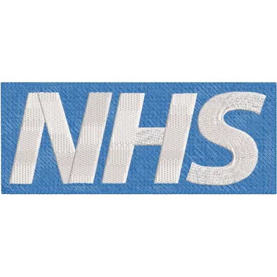 National Health Service logo embroidery design featuring detailed stitching and vibrant colors, ideal for uniforms.