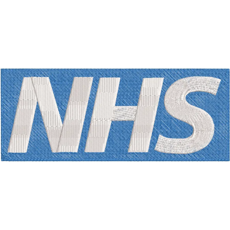 National Health Service logo embroidery design featuring detailed stitching and vibrant colors, ideal for uniforms.