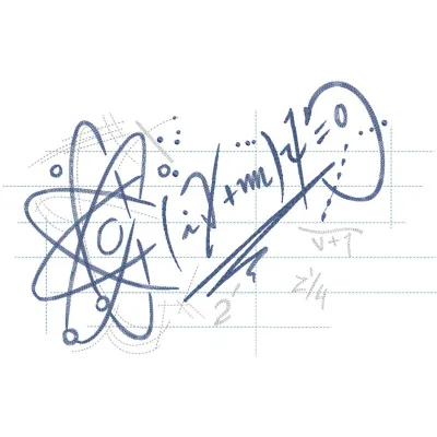 Embroidery design featuring a scientific formula quote, showcasing intricate stitching and detailed patterns.