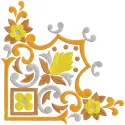 Gold corner for napkin embroidery design featuring intricate patterns and elegant detailing on a white background.