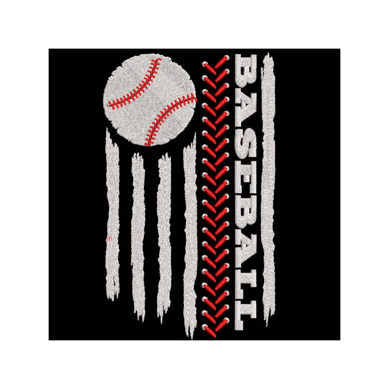 Modern style embroidery design featuring a baseball with intricate stitching details.