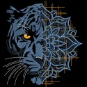 Intricate Panther lotus geometric pattern embroidery design featuring African animal motifs.