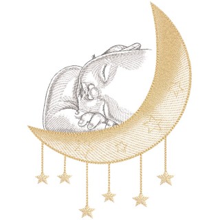 Baby sleeping on the golden crescent embroidery design - Embroidery Design