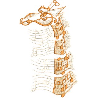 Music giraffe embroidery design - Embroidery Design