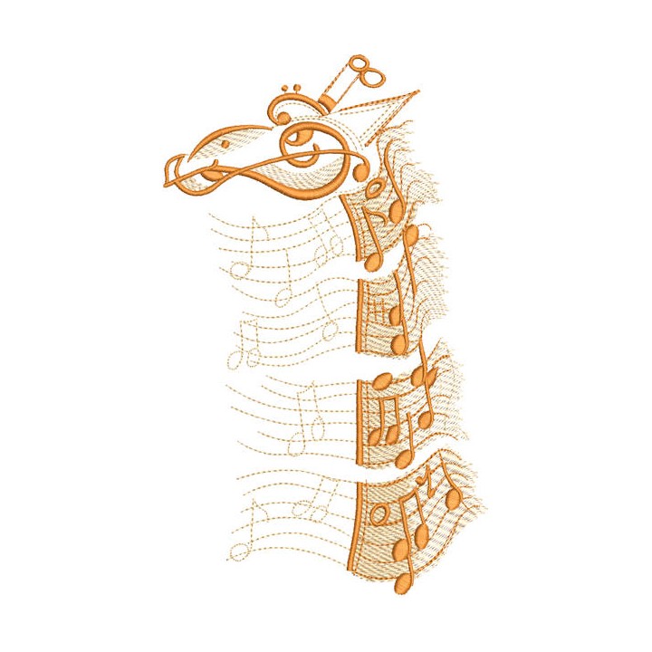 Music giraffe embroidery design - Embroidery Design