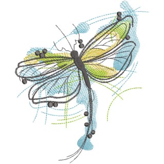 Flying dragonfly watercolor embroidery design - Embroidery Design