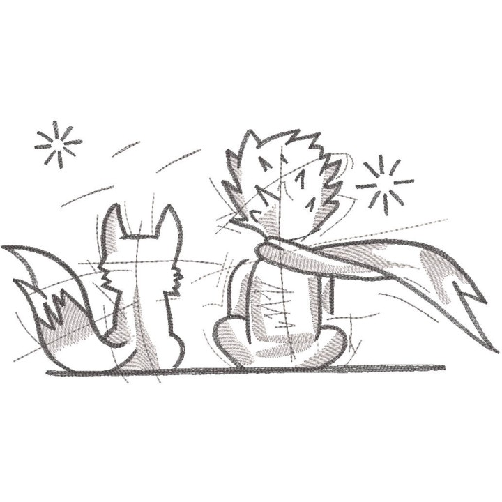 little prince and fox together embroidery design - Embroidery Design