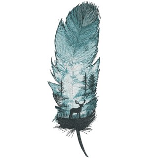Feather night forest embroidery design - Embroidery Design
