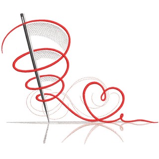 Needle heart needlework embroidery design - Embroidery Design