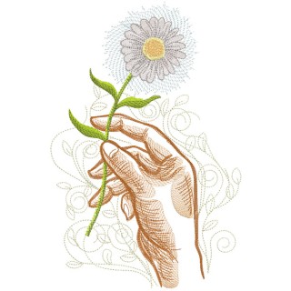 Chamomile in my hand embroidery design - Embroidery Design
