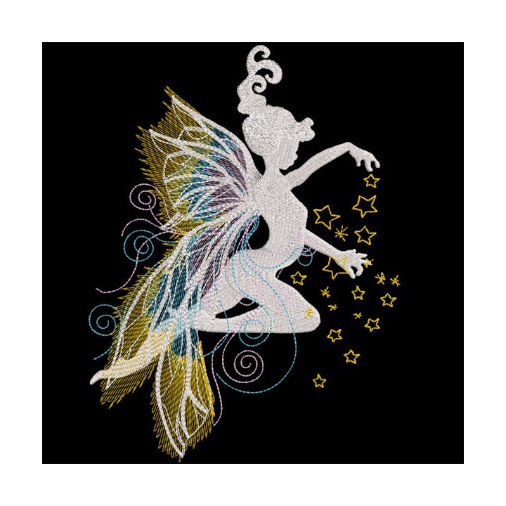 Rainbow fairy magic stars embroidery design - Embroidery Design