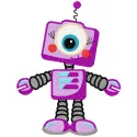 Violet robot embroidery design featuring intricate patterns and vibrant colors, perfect for creative projects.