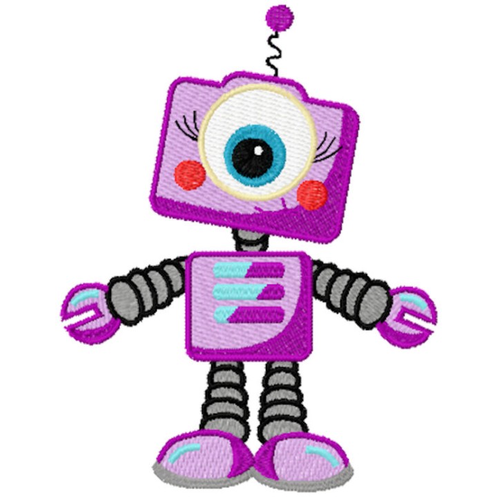 Violet robot embroidery design - Embroidery Design