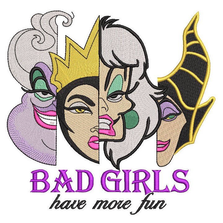 Villains Bad Girls Have More Fun embroidery design - Embroidery Design