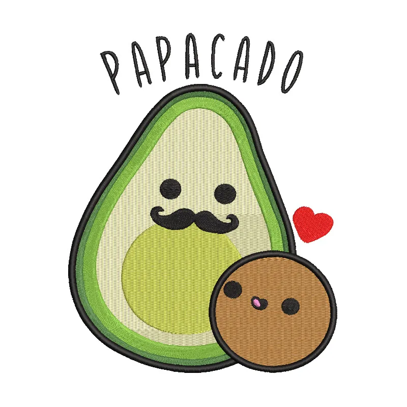 Papacado embroidery design featuring vibrant colors and intricate patterns on fabric, perfect for home hobby projects.