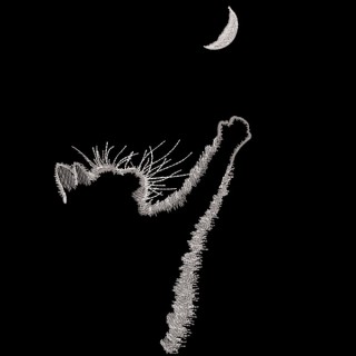 Cat catches the crescent moon embroidery design - Embroidery Design