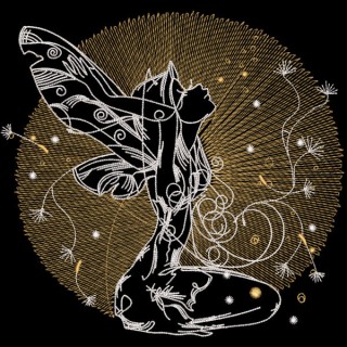 Fairy golden moon embroidery design - Embroidery Design