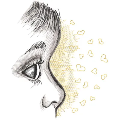 Baby and love embroidery design