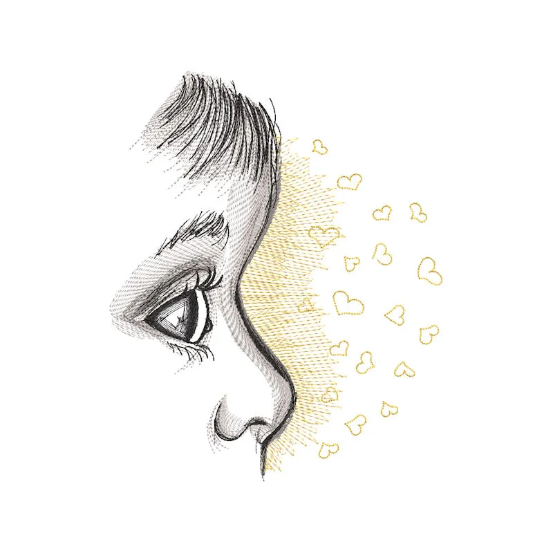 Baby and love embroidery design