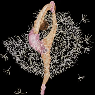 Ballerina dance figure embroidery design showcasing an elegant dancer in a classic pose, ideal for ballet enthusiasts.