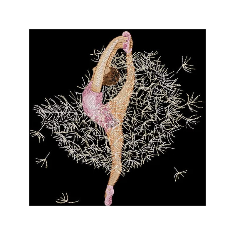 Ballerina dance figure embroidery design showcasing an elegant dancer in a classic pose, ideal for ballet enthusiasts.