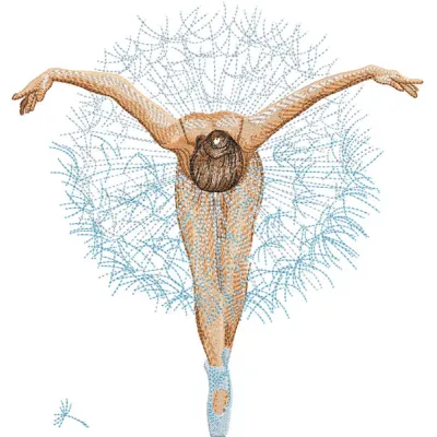 Ballerina tutu featuring intricate dandelion embroidery design, ideal for dance performances and ballet classes.