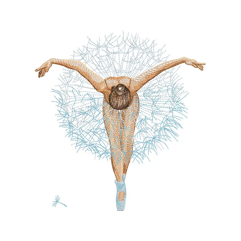 Ballerina tutu featuring intricate dandelion embroidery design, ideal for dance performances and ballet classes.