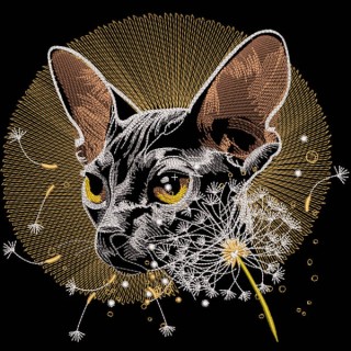 Sphinx and dandelion embroidery design - Embroidery Design