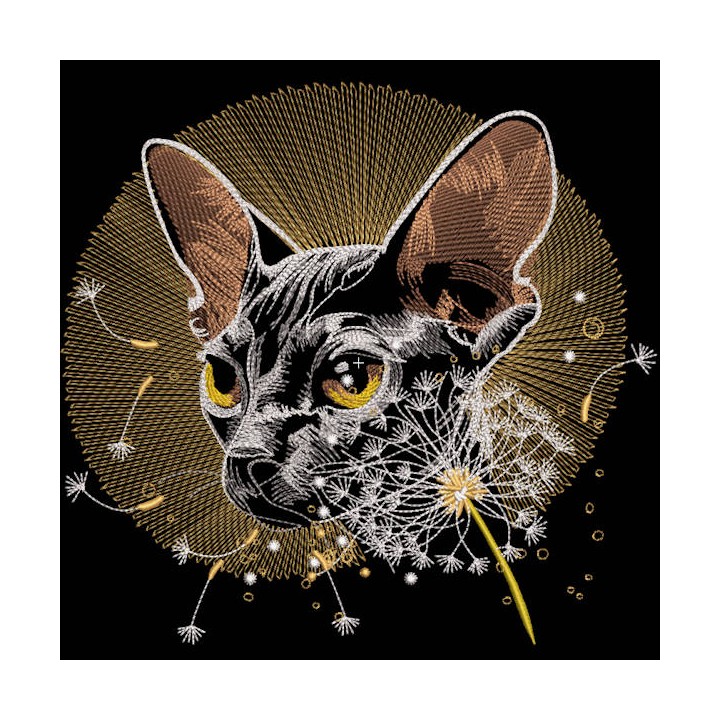 Sphinx and dandelion embroidery design - Embroidery Design