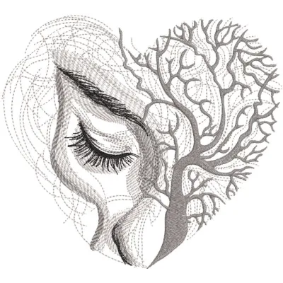 Two halves of my tree of life embroidery design showcasing intricate stitching and vibrant colors for Valentine's Day.