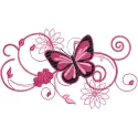 Butterfly swirl flower embroidery design featuring intricate butterfly motifs and floral patterns in vibrant colors.
