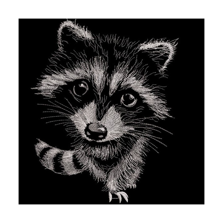 Raccoon at night embroidery design - Embroidery Design