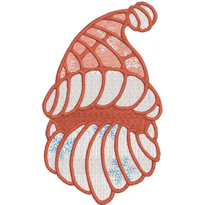 Santa Claus marshmallow embroidery design featuring a whimsical Santa face with festive details and vibrant colors.