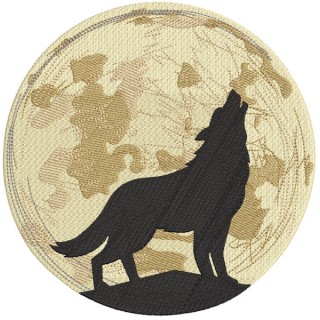 Howling Wolf against the moon embroidery design - Embroidery Design