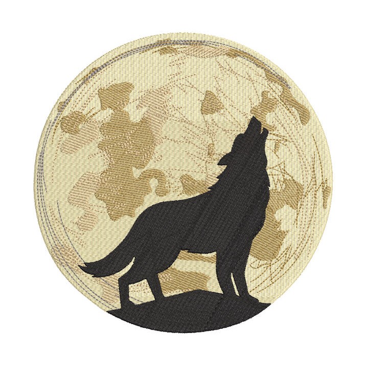 Howling Wolf against the moon embroidery design - Embroidery Design
