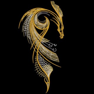 Gold dragon embroidery design - Embroidery Design