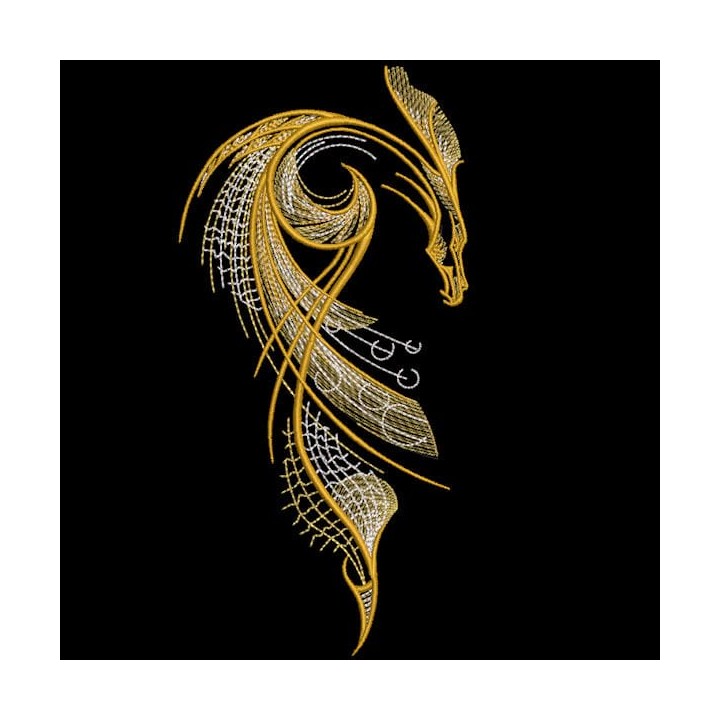 Gold dragon embroidery design - Embroidery Design
